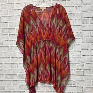 Michael Kors Chevron Patterned Tunic in Pink, Orange,‎ and Tan size S/M